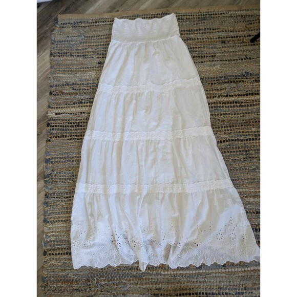 Flying Tomato Maxi Dress Boho Smocked Sleeveless Large White Fully Lined Bows - Picture 8 of 8